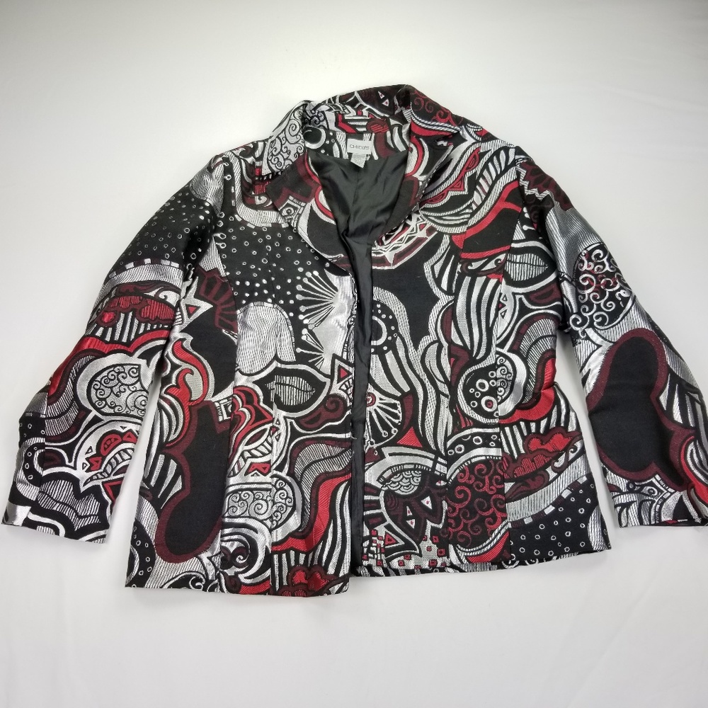 Blazer Black Silver Red Open Front Ar955